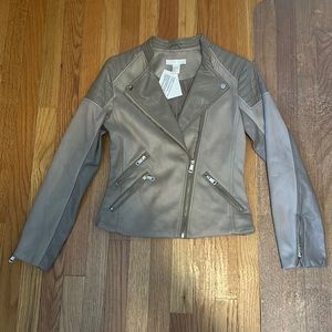 🆕 Faux Suede/Leather Moto Jacket - Mauve Putty Tan